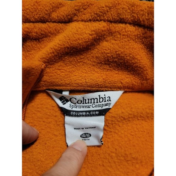 Columbia Orange Fleece Full  Zip Jacket Youth Size 14-16 Zip Pockets - Picture 4 of 6